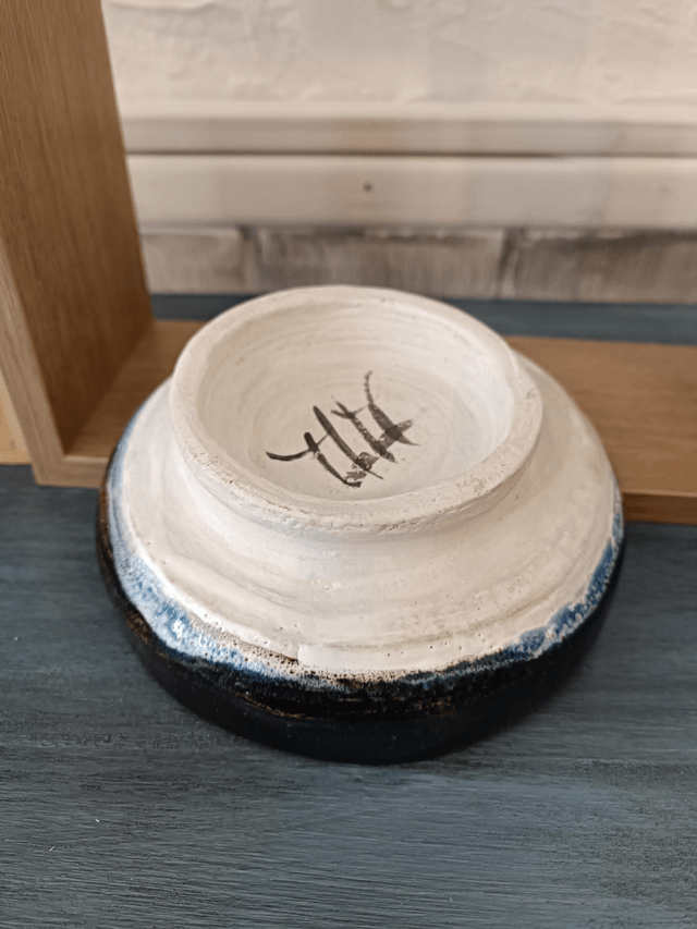 Bol plat Grès blanc  temmoku 