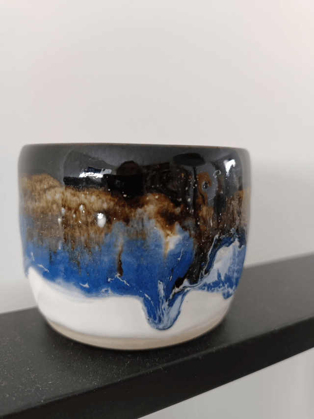 Bol tasse à effet coulant temmoku blanc 
