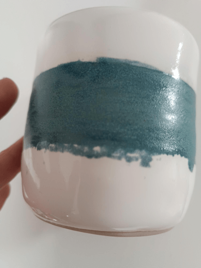 Bol mug bicolore bleu  vert blanc 