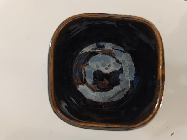 Bol carré bleu temmoku