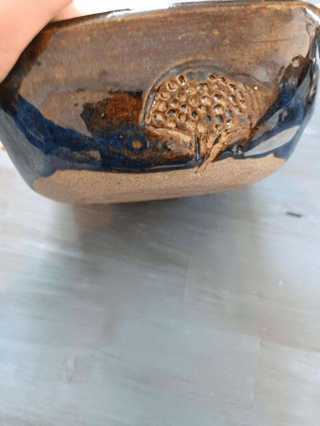 Bol carré bleu temmoku baguette 