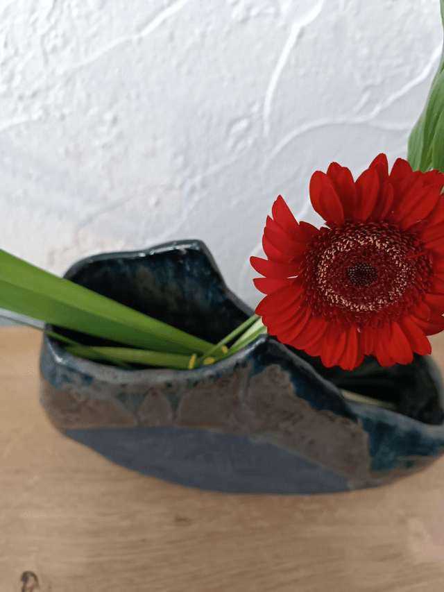 Ikebana vase grès noir 