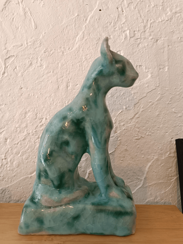 Chat égyptien ICE émaux vert craquelé glace