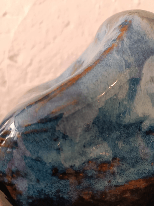 Vase céramique bleu effet paysage 