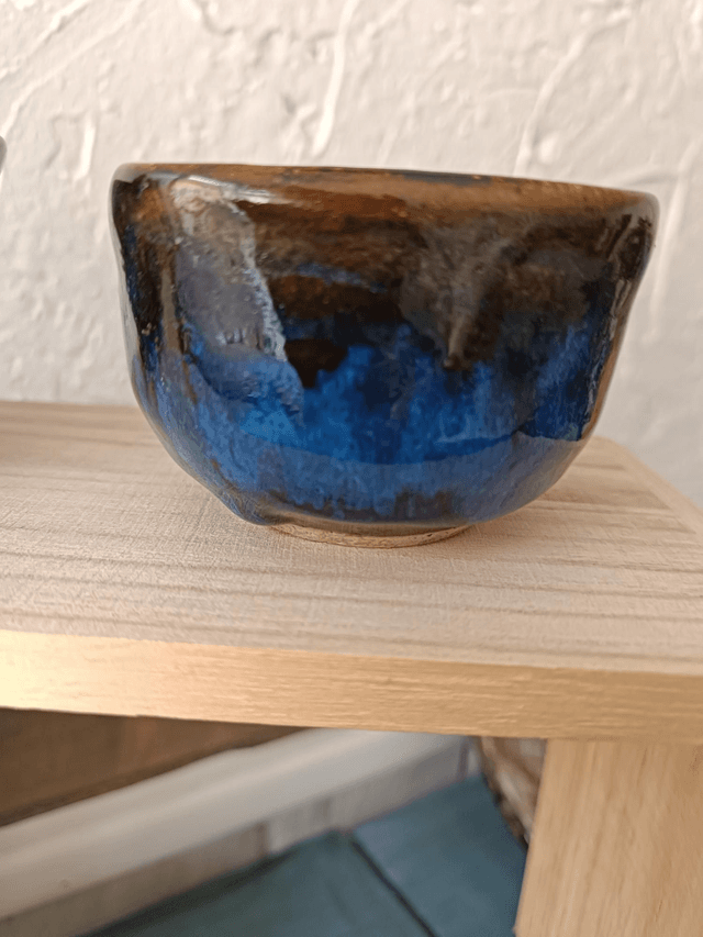 Bol carré bleu temmoku