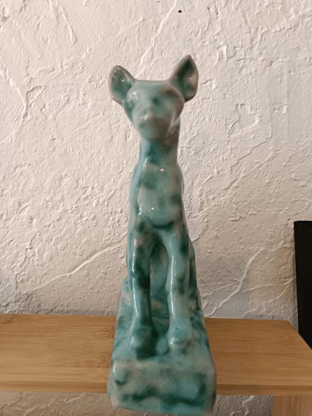 Chat égyptien ICE émaux vert craquelé glace