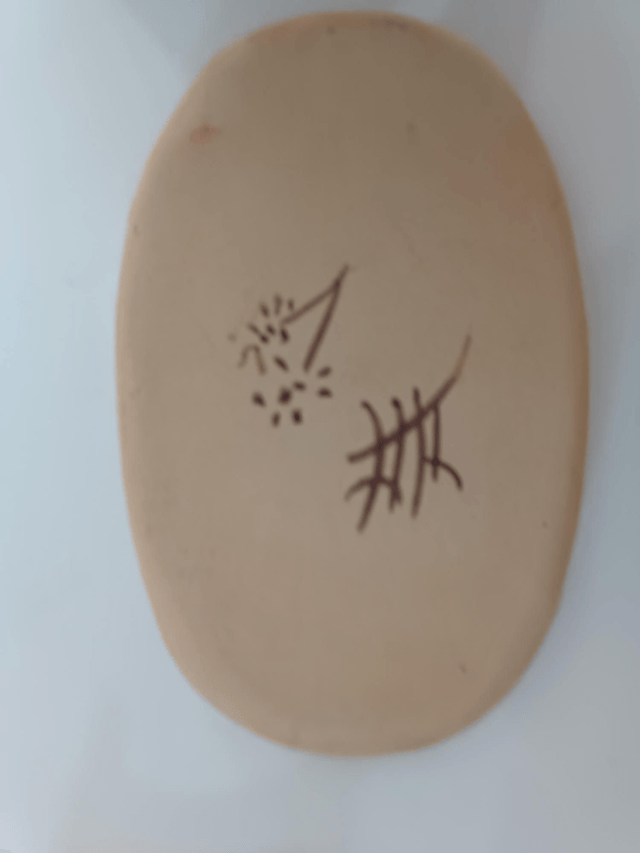 Plat oval scraffito grès roux