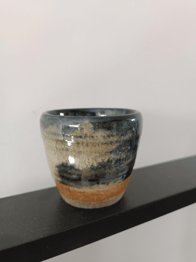 Bol tasse effet bleu vert Temmoku 