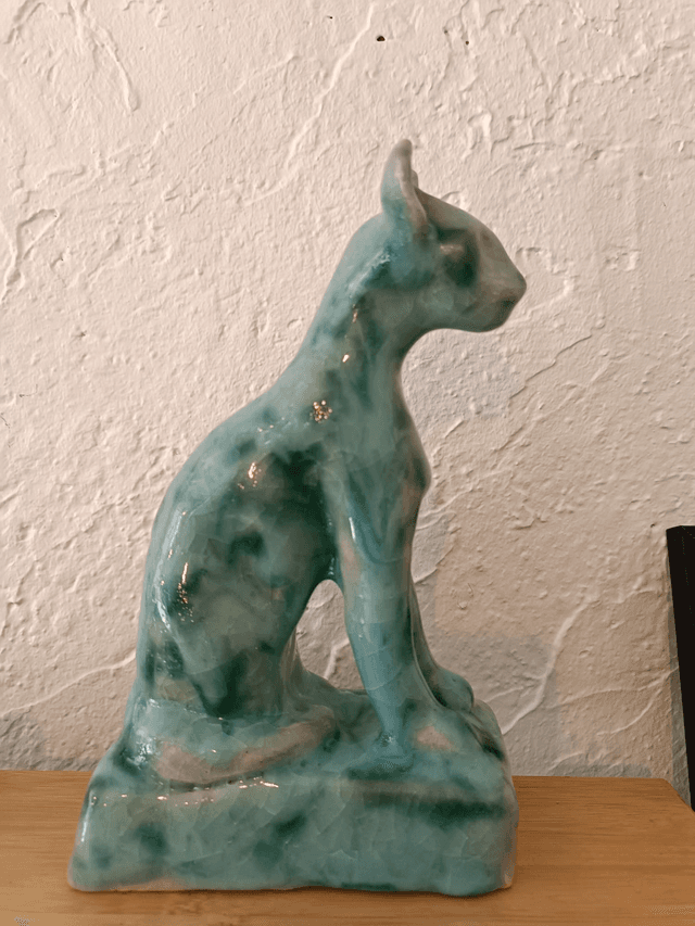 Chat égyptien ICE émaux vert craquelé glace